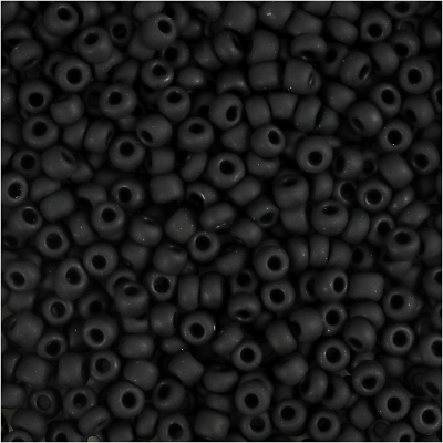 Rocaiperler, diam. 3 mm, str. 8/0, hulstr. 0,6-1,0 mm, sort frost, 25g/ 1 pk.
