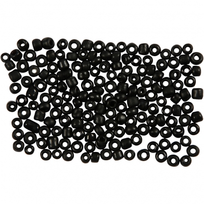 Rocaiperler, diam. 3 mm, str. 8/0, hulstr. 0,6-1,0 mm, sort frost, 500g/ 1 pk.