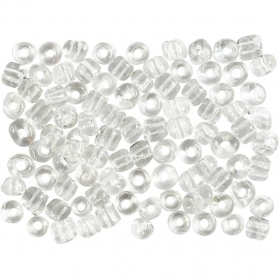 Rocaiperler, diam. 4 mm, str. 6/0, hulstr. 0,9-1,2 mm, klar, 500g/ 1 pk.