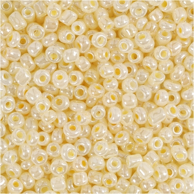 Rocaiperler, diam. 3 mm, str. 8/0, hulstr. 0,6-1,0 mm, elfenben, 25g/ 1 pk.