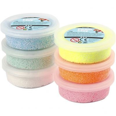 Foam Clay®, glitter, pastelfarver, 6x14 g/ 1 pk.