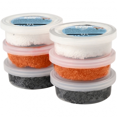 Foam Clay®, sort, orange, hvid, 6x14g/ 1 pk.