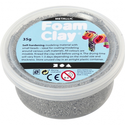 Foam Clay®, metallic, sølv, 35g/ 1 ds.