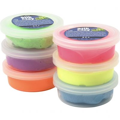 Silk Clay®, neonfarver, 6x14g/ 1 pk.