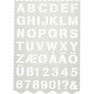 Skabelon, bogstaver og tal, H: 25 mm, 21x29 cm, 1 stk.