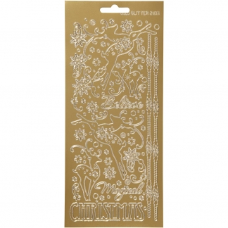 Stickers, rensdyr, ark 10x23 cm, guld, 1 ark