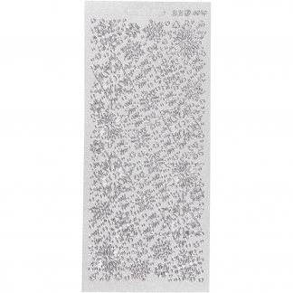Stickers, snefnug, 10x23 cm, sølv, 1 ark