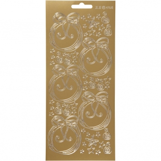 Stickers, julekugler, ark 10x23 cm, guld, 1 ark