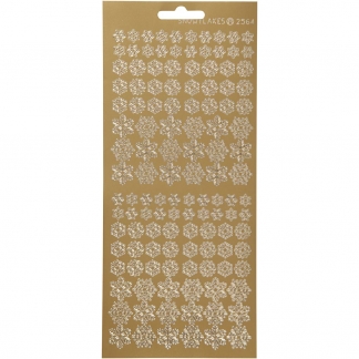 Stickers, snefnug, ark 10x23 cm, guld, 1 ark