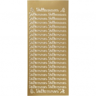 Stickers, velkommen, 10x23 cm, guld, 1 ark