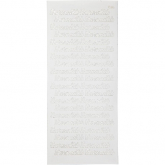 Stickers, barnedåb, 10x23 cm, hvid, 1 ark