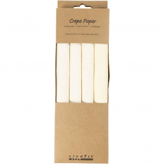 Crepepapir, 25x60 cm, Stræk/crepe: 180%, 105 g, off white, 4ark/ 1 pk.