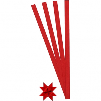 Stjernestrimler, L: 45 cm, B: 10 mm, diam. 4,5 cm, rød, 100 strimler/ 1 pk.