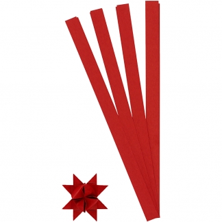 Stjernestrimler, L: 45 cm, diam. 6,5 cm, B: 15 mm, rød, 100 strimler/ 1 pk.