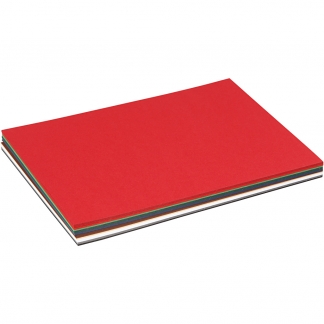 Julekarton, A5, ark 150x210 mm, 180 g, ass. farver, 60ass. ark/ 1 pk.