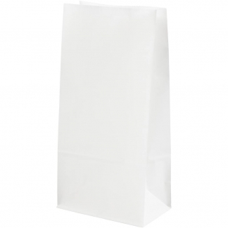 Papirposer, H: 22.5 cm, str. 6,5x11 cm, 50 g, hvid, 10 stk./ 1 pk.