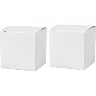 Fold-selv-æske, str. 5,5x5,5 cm, 120 g, hvid, 10 stk./ 1 pk.