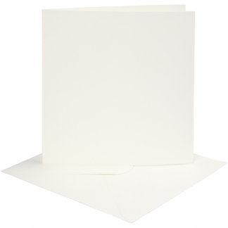 Kort og kuverter, kort str. 15,2x15,2 cm, kuvert str. 16x16 cm, 220 g, råhvid, 4 sæt/ 1 pk.