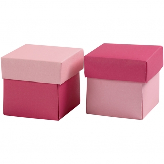 Fold-selv-æske, str. 5,5x5,5 cm, 250 g, rosa/pink, 10 stk./ 1 pk.
