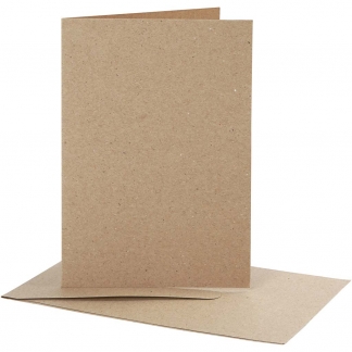 Brevkort med kuvert, kort str. 10,5x15 cm, kuvert str. 11,5x16,5 cm, natur, 10 sæt/ 1 pk.