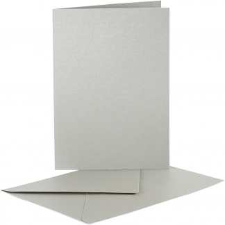 Perlemorskort og kuvert, kort str. 10,5x15 cm, kuvert str. 11,5x16,5 cm, sølv, 10 sæt/ 1 pk.