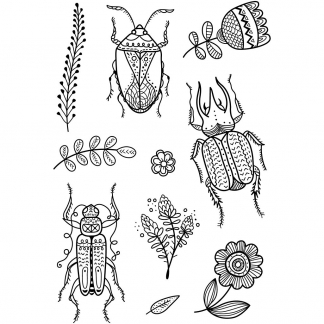 Silikonestempler, insekter, 11x15,5 cm, 1 ark
