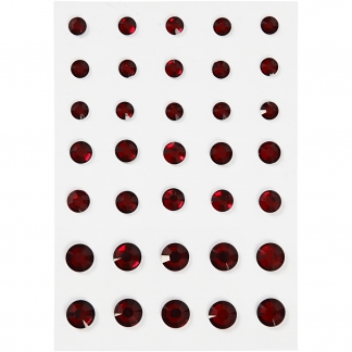 Rhinsten, rund kegle, str. 6+8+10 mm, rød, 35 stk./ 1 pk.