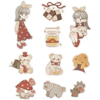 Washi stickers, bamser, str. 25-70 mm, 30 stk./ 1 pk.