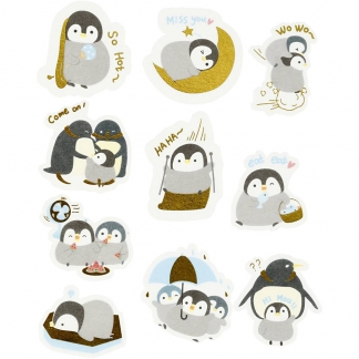 Washi stickers, pingviner, str. 40-53 mm, 30 stk./ 1 pk.