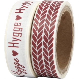 Masking Tape, hygge og strik, B: 15 mm, 2x5m/ 1 pk.