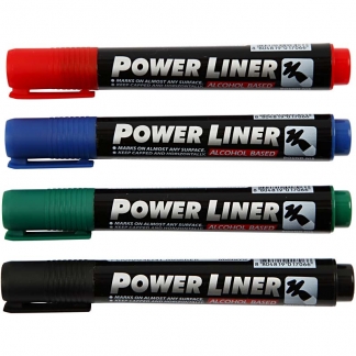 Permanent marker, streg 1,5-3 mm, sort, blå, grøn, rød, 4 stk./ 1 pk.