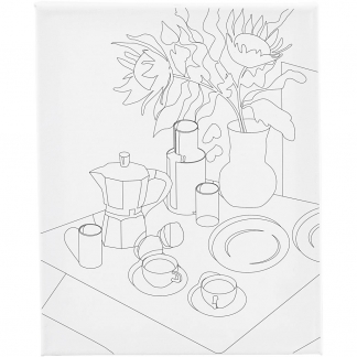 Malerlærred med print, Morgenbord, D: 1,6 cm, str. 24x30 cm, 360 g, 1stk./ 1 stk.