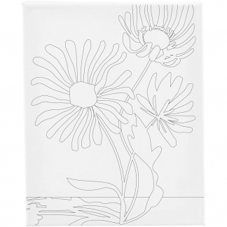 Malerlærred med print, Store blomster, D: 1,6 cm, str. 24x30 cm, 360 g, 1stk./ 1 stk.