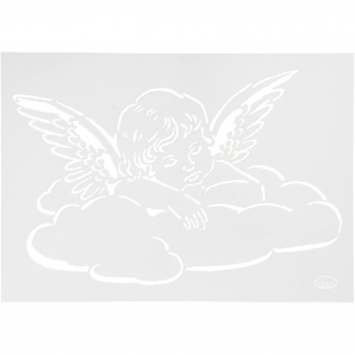 Stencil, engel på sky, A4, 210x297 mm, 1 stk.