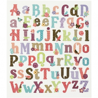 Stickers, alfabet, ark 15x16,5 cm, 1 ark