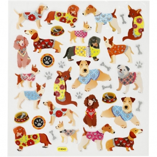 Stickers, hunde, 15x16,5 cm, 1 ark