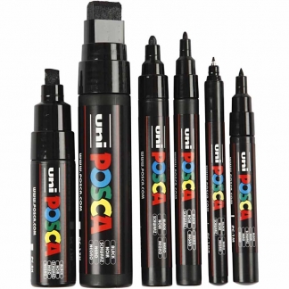 Posca Tusch, streg 0,7-15 mm, sort, 6stk./ 1 pk.