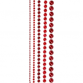Halv-perler, str. 2-8 mm, rød, 140 stk./ 1 pk.