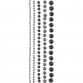 Halv-perler, str. 2-8 mm, sort, antrascitgrå, 140 stk./ 1 pk.