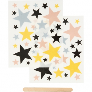 Rub on stickers, stjerner, 12,2x15,3 cm, 1 pk.