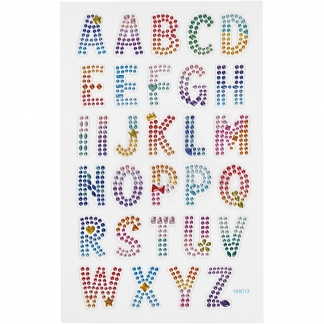 Diamond stickers, alfabet, 10x16 cm, 1 ark