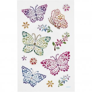 Diamond stickers, sommerfugle, 10x16 cm, 1 ark