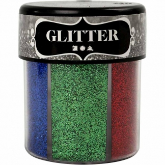 Glitter, ass. farver, 6x13 g/ 1 ds.