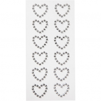 Rhinstenshjerter, str. 23x21 mm, sølv, 12 stk./ 1 pk.