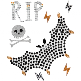 Rhinstensstickers, RIP og flagermus, ark 14x17 cm, 1 ark