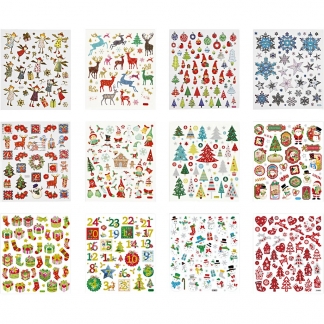 Stickershæfte, jul, 15x16,5 cm, 2x12 ark/ 1 pk.