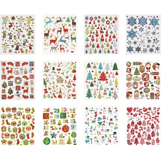 Stickershæfte, jul, 15x16,5 cm, 12 ark/ 1 pk.