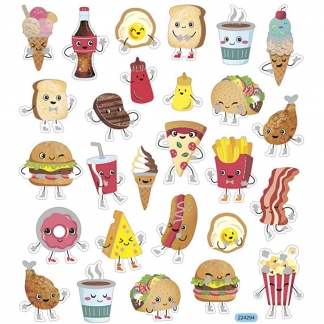 Stickers, fast food, 15x16,5 cm, 1 ark