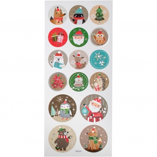 Stickers, jul, ark 10x23 cm, ca. 16 stk., 1 ark