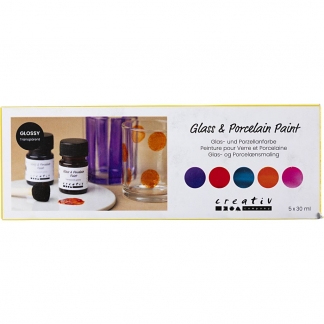 Glas- og Porcel&aelig;nsmaling, blank, transparent, colorful, 5x30 ml/ 1 pk.